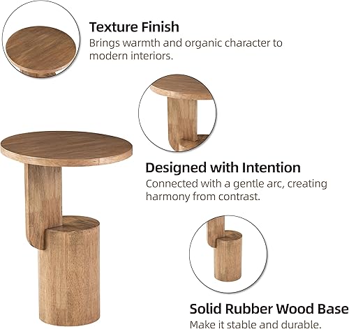 Miniatura 4 de COZAYH Moderna mesa de bebida pequeña de granja con base de diseño geométrico, mesa auxiliar alta minimalista para espacios pequeños, natural