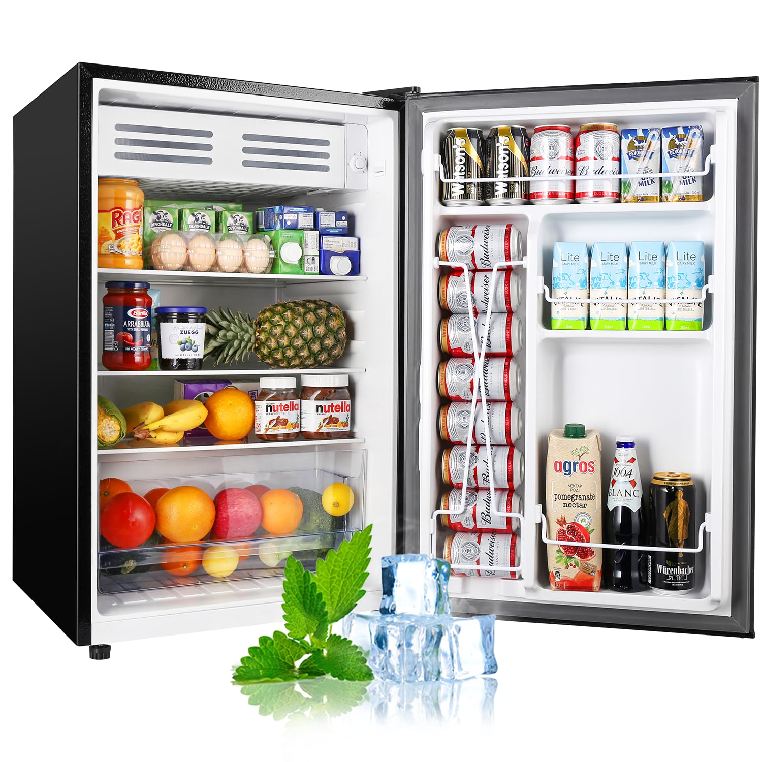 Upstreman 4.5 Cu.Ft Mini Fridge with Freezer, Single Door Mini Refrigerator, Adjustable Thermostat, Low Noise, Energy Saving, Small Refrigerator for Bedroom, Dorm, Office, Black, FR45 on Fridge.com