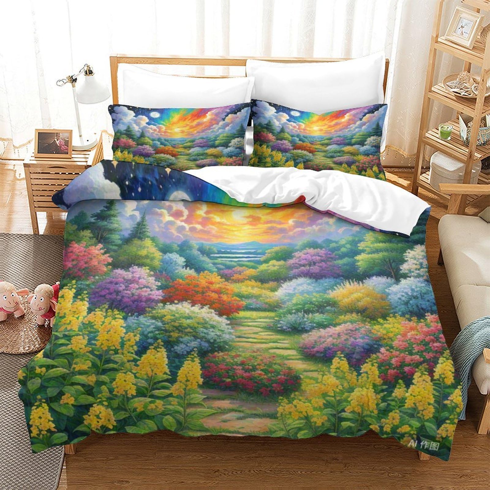 Linge de lit d'exception chèvrefeuille 3D microfibre douce haut de gamme lit Super King 260x220