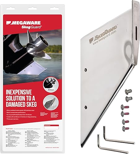 MEGAWARE KEELGUARD SkegGuard 27261 Skeg Protector con orificio de drenaje, protege contra arrastre de rampa - Compatible con Suzuki 50AV-60AV