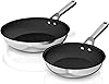 Ninja C69500 Foodi NeverStick Stainless 10-Piece Cookware Set with Glass Lids, Polished Stainless-Steel Exterior, Nonstick, Durable & Oven Safe to 500F, Silver