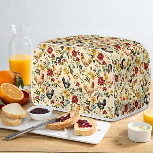 Vista 54 de Cubierta floral para tostadora de limón, 4 rebanadas de pan, tostadora, horno, cubierta a prueba de polvo, cubierta para electrodomésticos pequeños