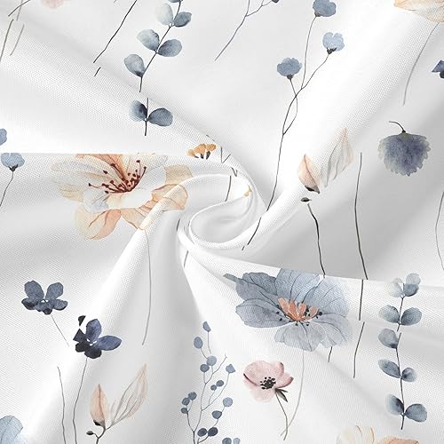 Miniatura 5 de Gibelle Juego de cortina de ducha 3 en 1, cortina de baño floral de acuarela azul y forro de PEVA con 12 ganchos de acero de doble cara, cortina de