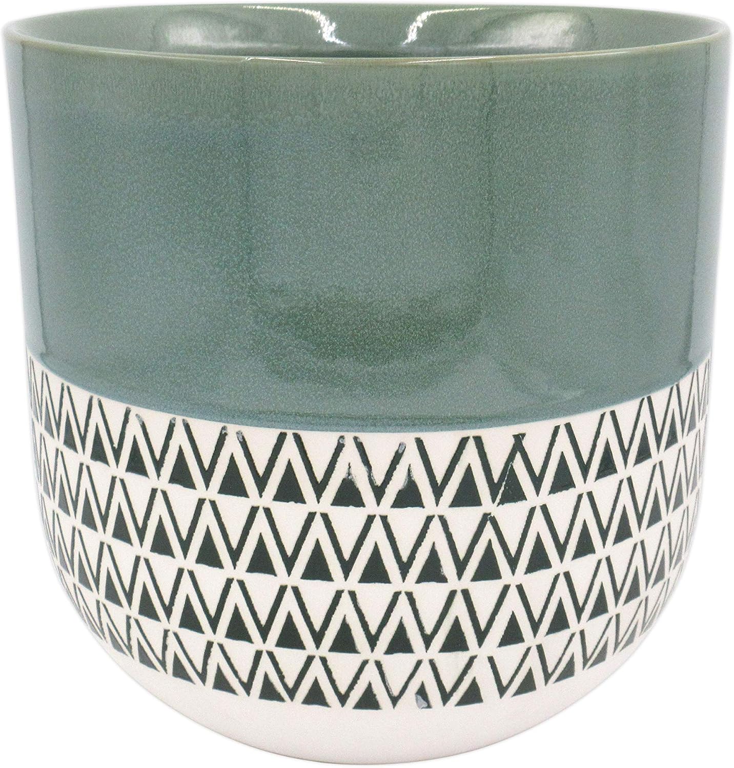Amazon Brand – Stone & Beam Mid-Century Two-Toned Planter, 10.53"H, Aqua Blue