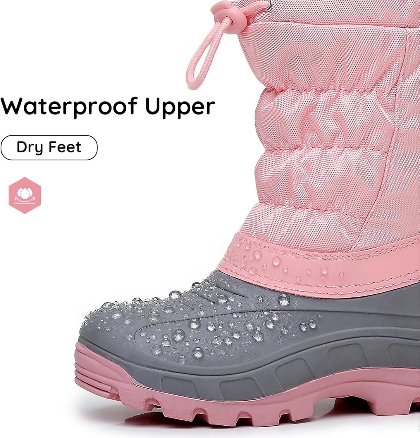 Apakowa Boys Girls Winter Snow Boots – Waterproof Insulated Cold Weather Boots with Side Zipper, Drawstring Closure & Anti-Slip Sole