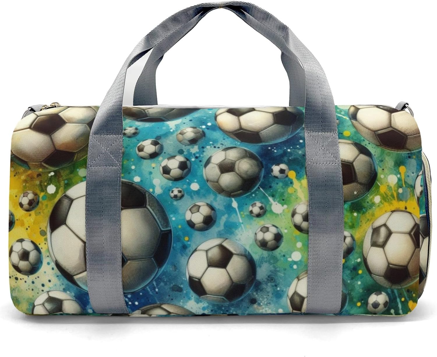 Personalized Duffel Bag Travel Bag,Soeer Ball Colorful Custom Name Sport Gym Dance Bag for Girls Boys Carry On Overnight Weekend Bags