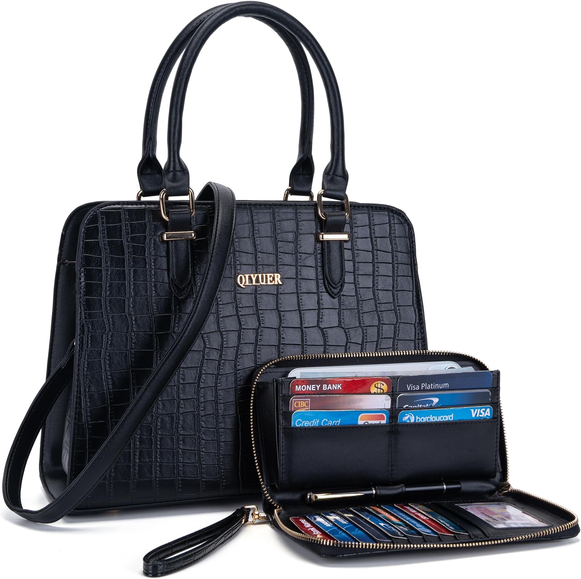 Satchel Purses For Women Top Handle Bag Purse And Wallet Set Work Tote Bags 2pcs