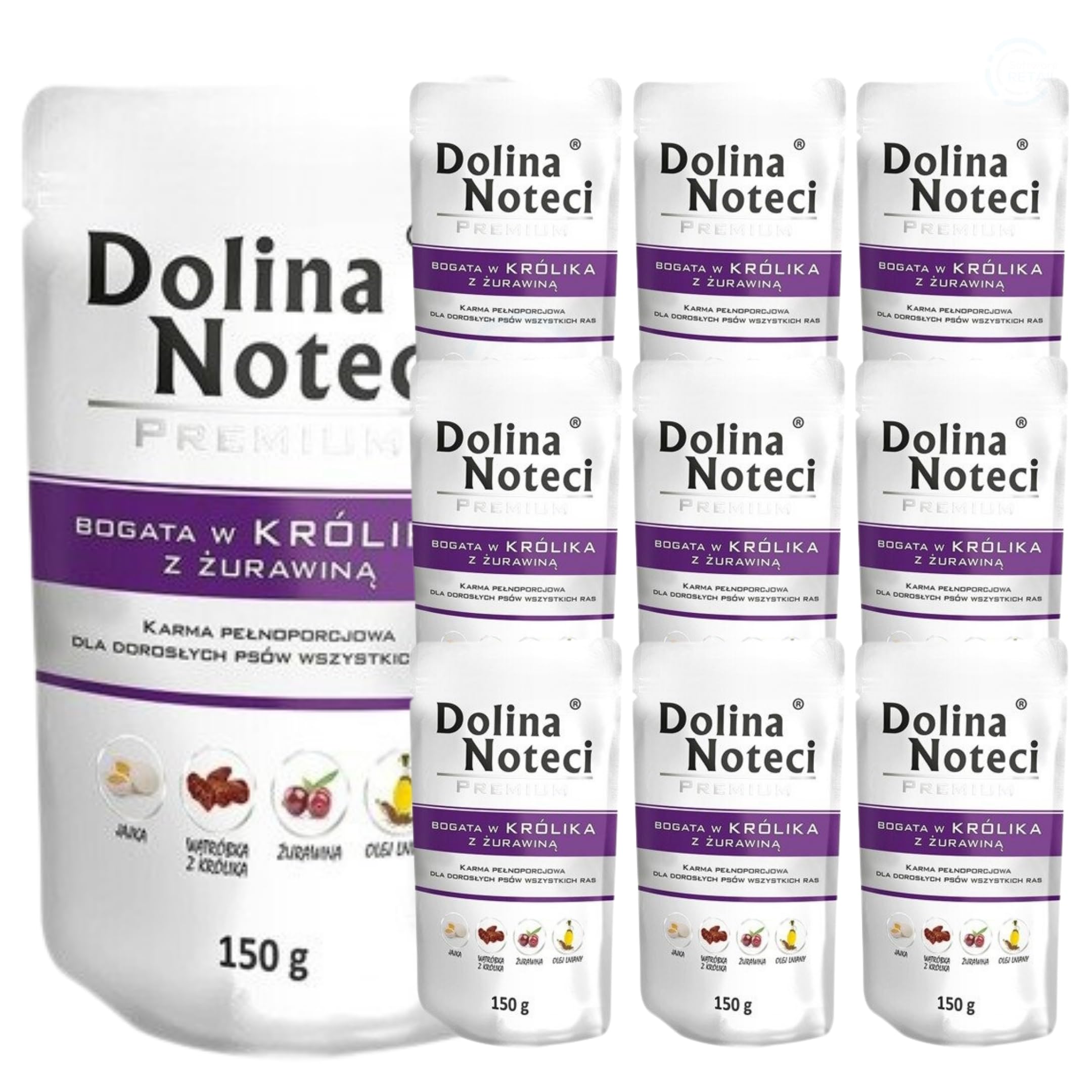 Dolina Noteci Premium Adult Wet Dog Food with Rabbit & Cranberry, Complete Dog Food, Gluten-Free (10x150g) โ image 1