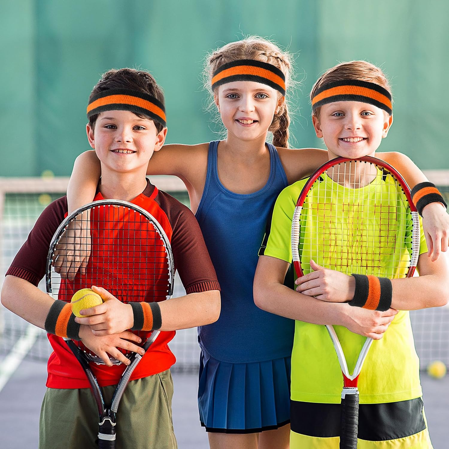 Bememo 6 Pcs Sport Sweatband Headband Wristband image 2