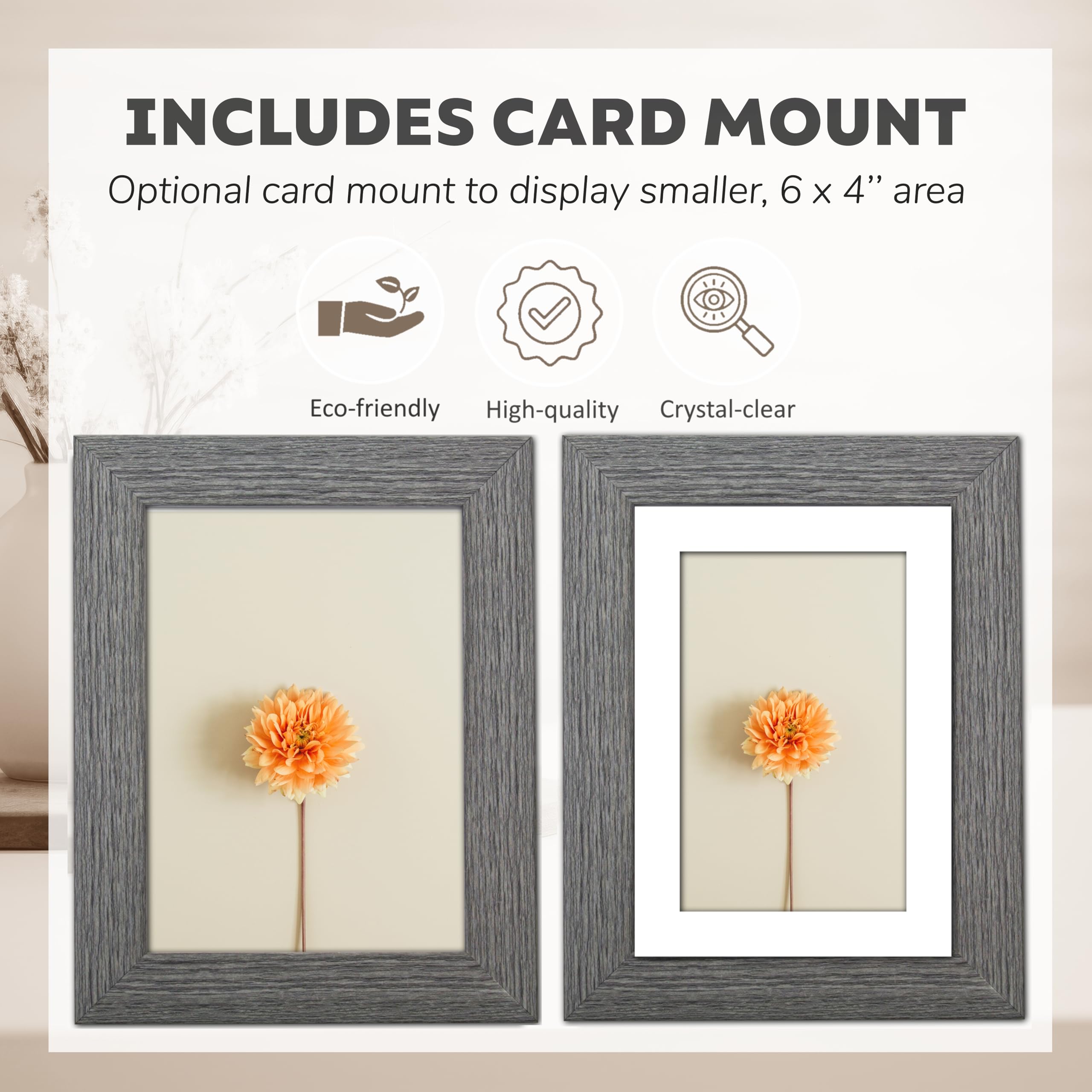 Picture Frame 7 x 5, Dark Grey, Pack of 3, Freestanding and Wall Mountable, 13 x 18 cm, 7x5 Picture Frames - Image 4