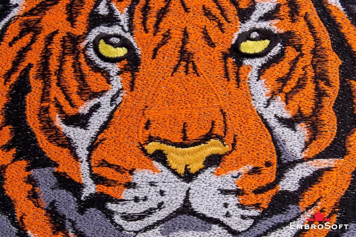 Head of Bengal Tiger Big Wild Cat Embroidered Patch Iron On (9.1" x 11.6")