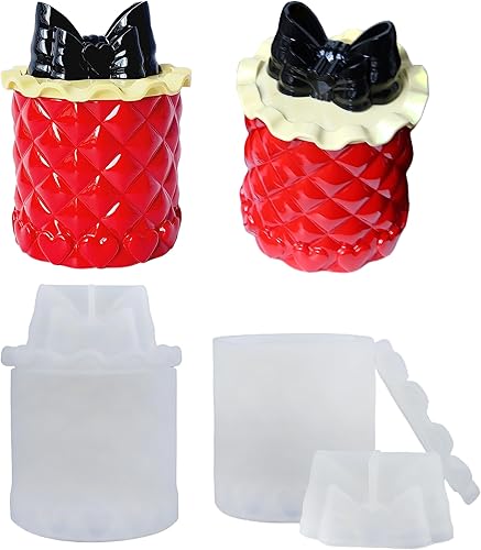 Miniatura 1 de DIYcraft Moldes de resina de silicona, caja de almacenamiento de hoja de loto, molde epoxi, caja de almacenamiento de nudo de lazo, decoración de