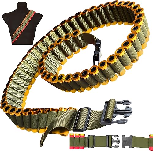 1220 Gauge 60 Rounds Shotgun Shell Bandolier, Adjustable 12GA Shell Holder Belt with Quick Release Buckle,Shotshell Shoulder Carrier for Hunting