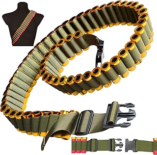 12/20 Gauge 60 Rounds Shotgun Shell Bandolier, Adjustable Belt with Quick Release Buckle, Shotshell Shoulder Carrier for Hunting - Lyska