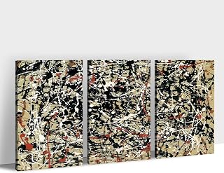 Looife Jackson Pollock Abstract Canvas Wall Art, 3 Panels 18x24 Inch Colorful Lines Drip Painting Artwork Reproduction Picture Giclee Prints Wrapped Canvas on Wood Frame for Living Room Reception Office
