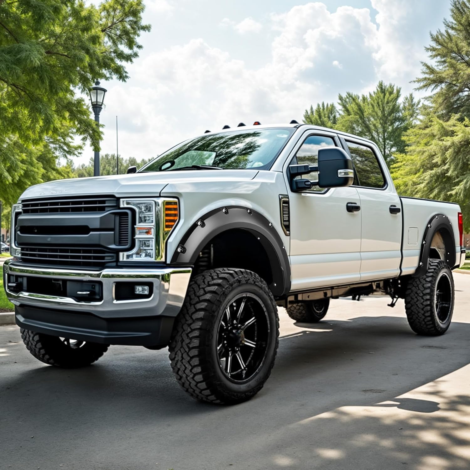 YITAMOTOR Front Rear Fender Flares Compatible with 2023-2026 Ford F-250 F-350 Super Duty, Smooth Black Pocket Riveted Truck Wheel Fenders, 4 Pcs