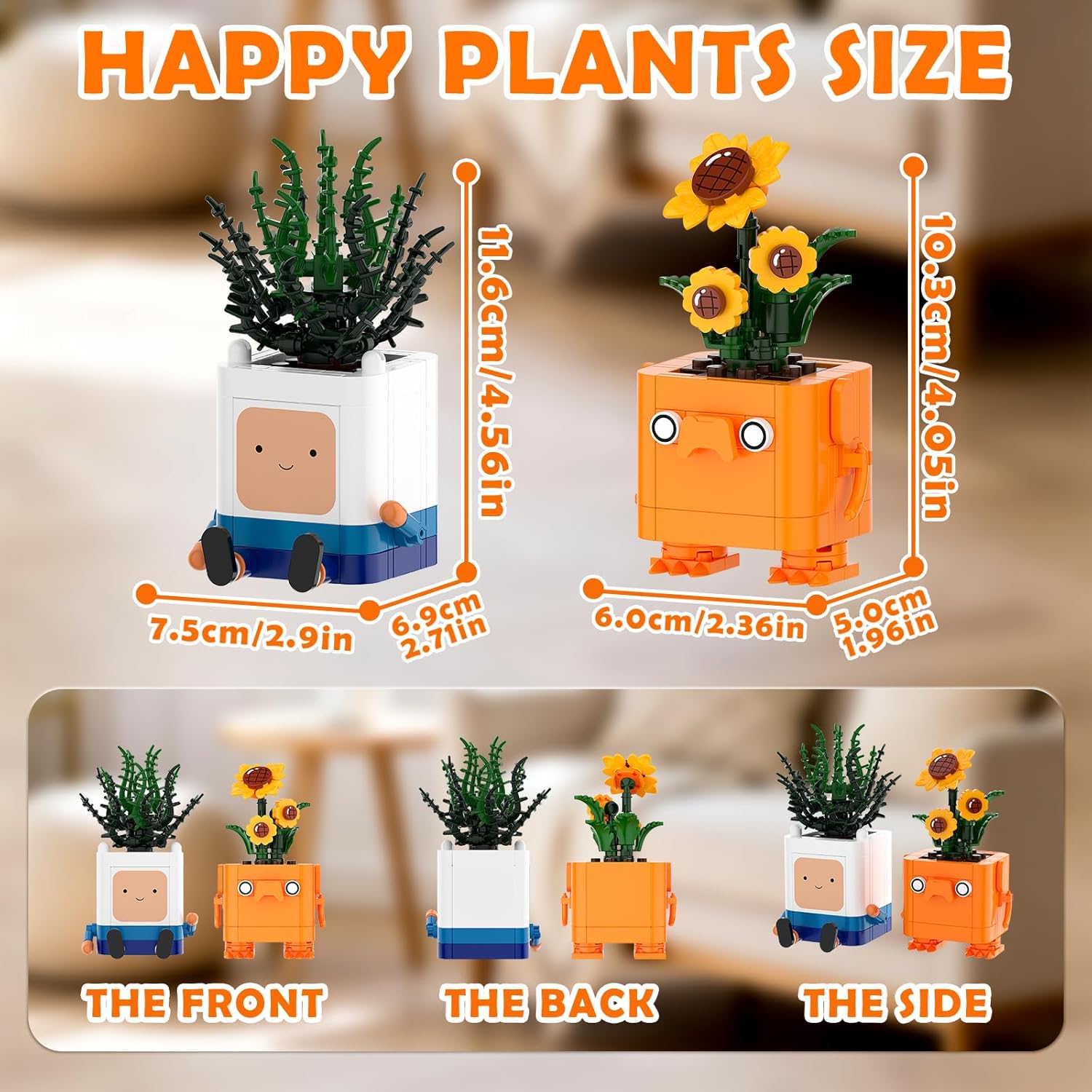 Happy Emotional Plants Botanical Building Blocks Set, Sunflower Plant Compatible with Lego Botanical Set, Succulents Desk Decor for Bedroom Office, Christmas Stocking Stuffers Toy Gift for Kids Adults
