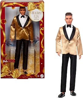 Barbie Signature 2025 Holiday Ken Collectible Doll (Golden Jacket, Display Case)