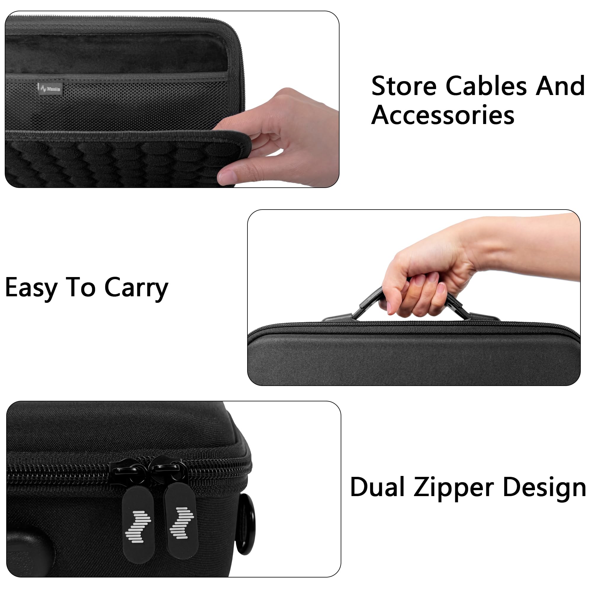 Musiin Custodia per mixer audio compatibile con Zoom Live Trak L6 MAX, interni personalizzati, design a doppia cerniera, tasca superiore in rete, maniglia e tracolla, per studio, viaggi e spettacoli