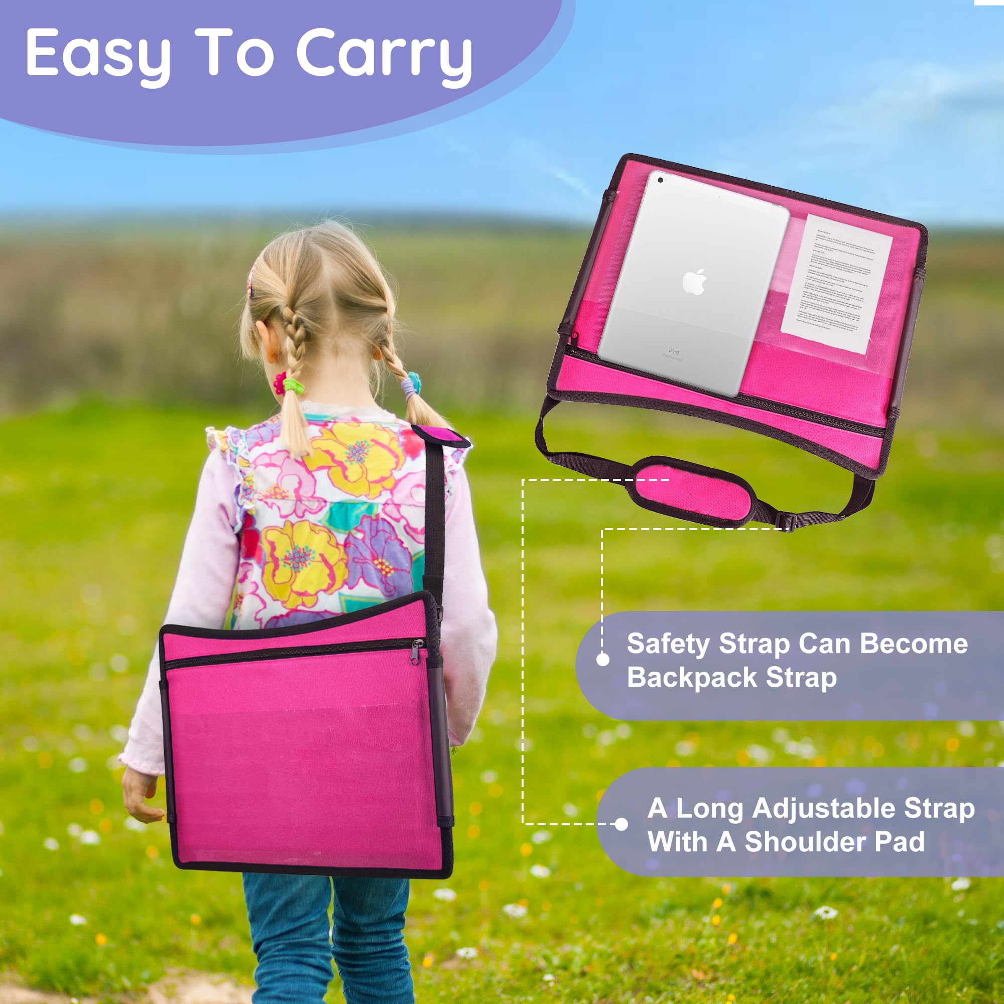 INFANZIA Vassoio da viaggio per bambini per auto, vassoio per seggiolino auto con pennarelli per i viaggi dei bambini, elementi essenziali per viaggi su strada, tavolo per seggiolino auto per attività