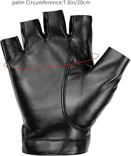 Miniatura 2 de Guantes de piel sintética sin dedos, guantes deportivos de medio dedo para deportes al aire libre, guantes punk de motociclista negros para mujeres