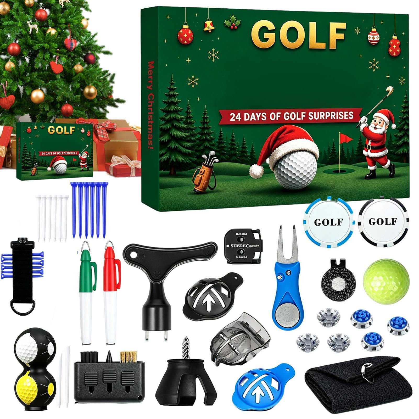Golf-Adventskalender Weihnachts-Countdown 24 mit Golf-Accessoires