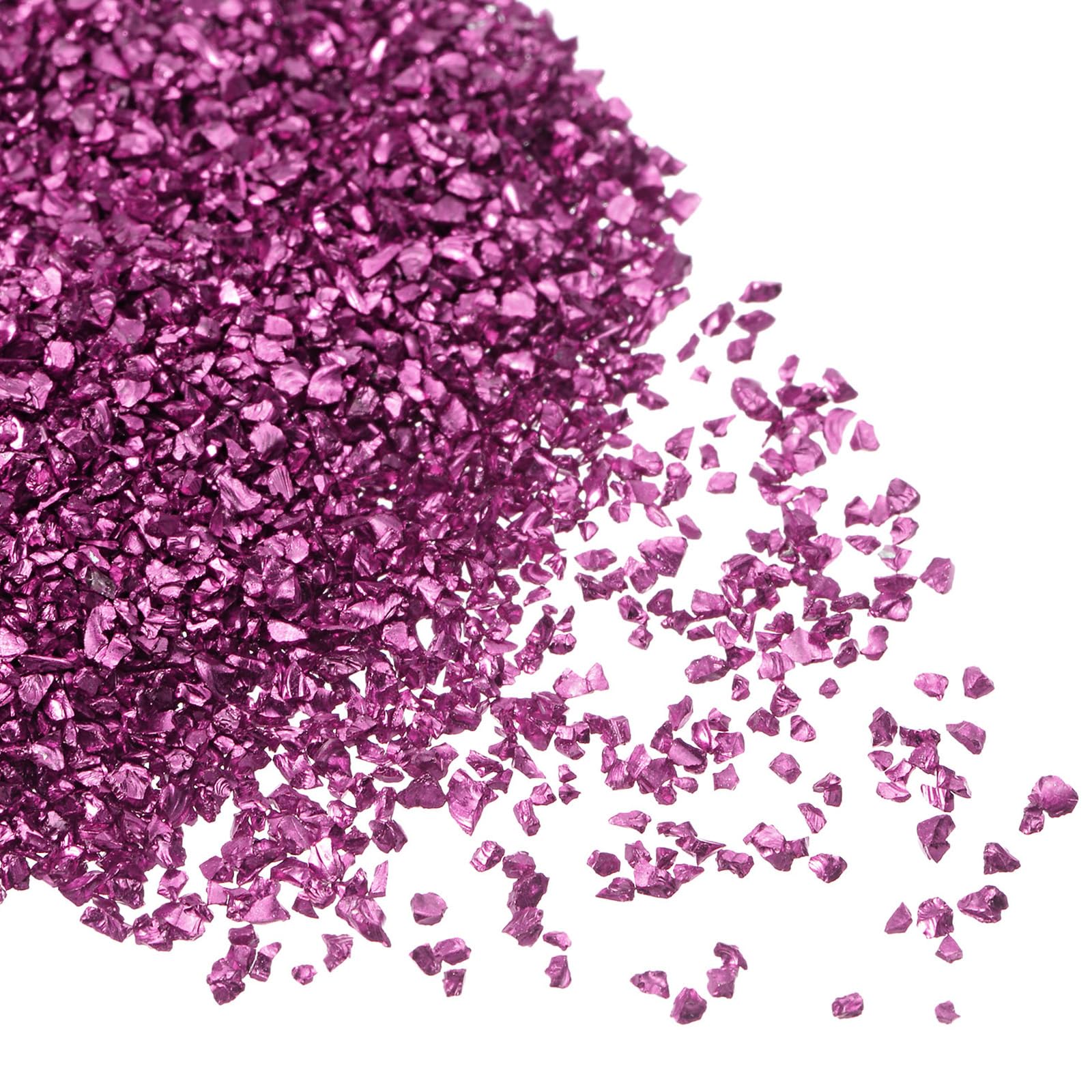 Kozelo Crushed Glass Chips - [1-3mm x 20g] Irregular Metallic Glass Bright Purple for DIY Decoration Nail Art Use, Electroplated Surface