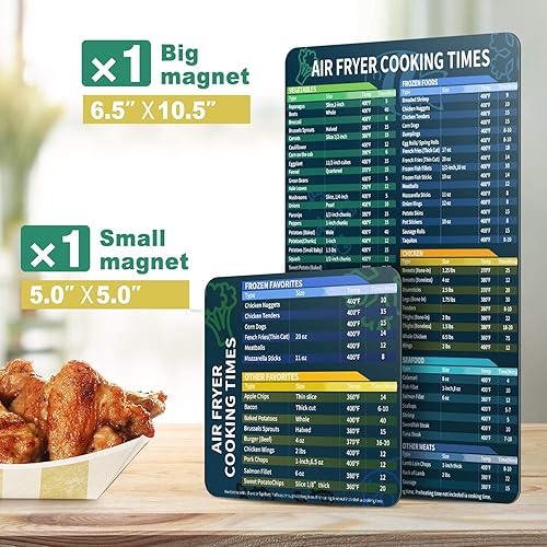 Miniatura 3 de Juego de hojas magnéticas para freidora de aire, tabla de tiempos de cocinar, accesorios para freidora de aire, hoja magnética, guía de referencia