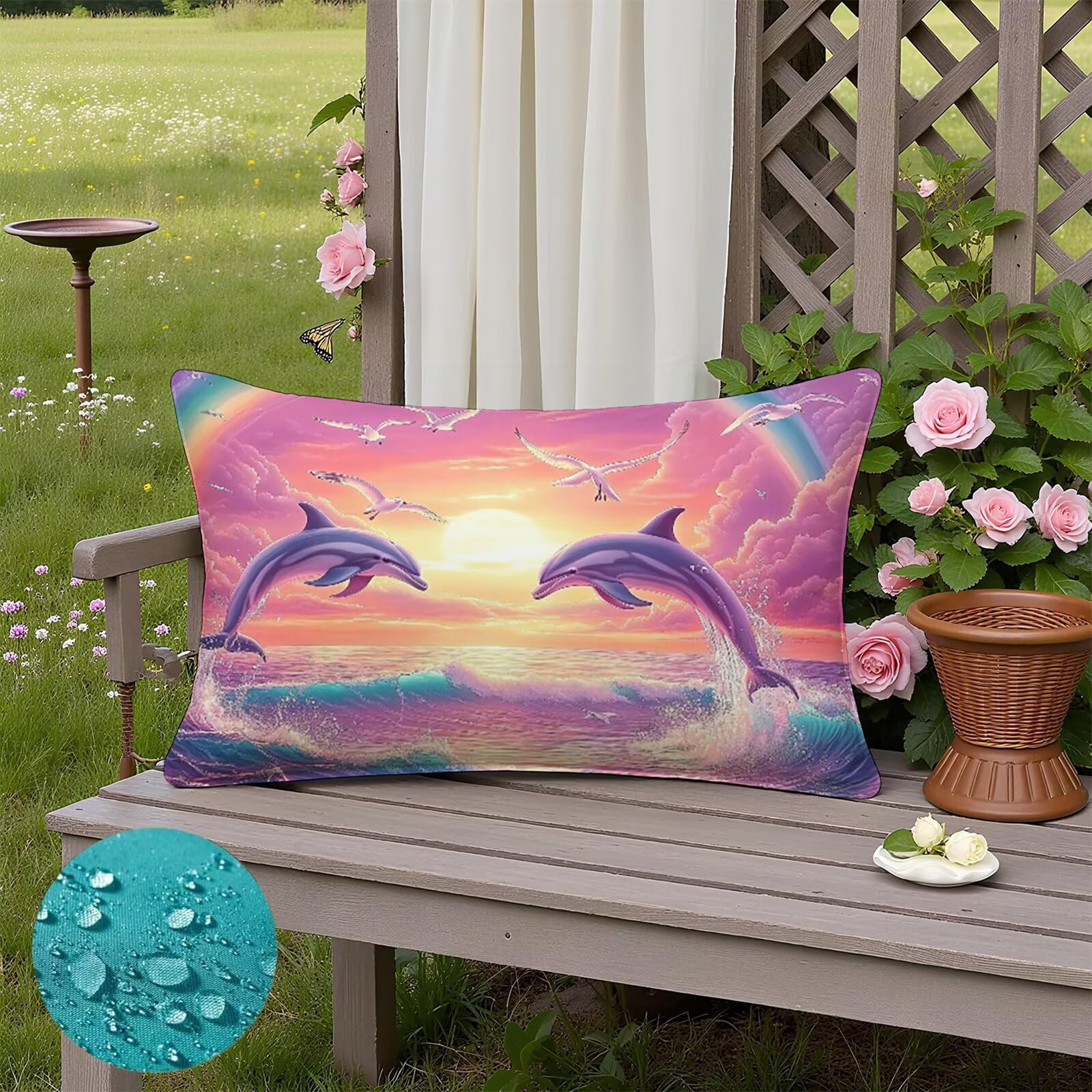 Delfin Poszewki na poduszki 70 x 90 cm, lniane, różowe, wodoodporne, miękkie, wygodne, dekoracyjne poszewki na poduszki na sofę, łóżko, samochód, idealna dekoracja domu, K3-507