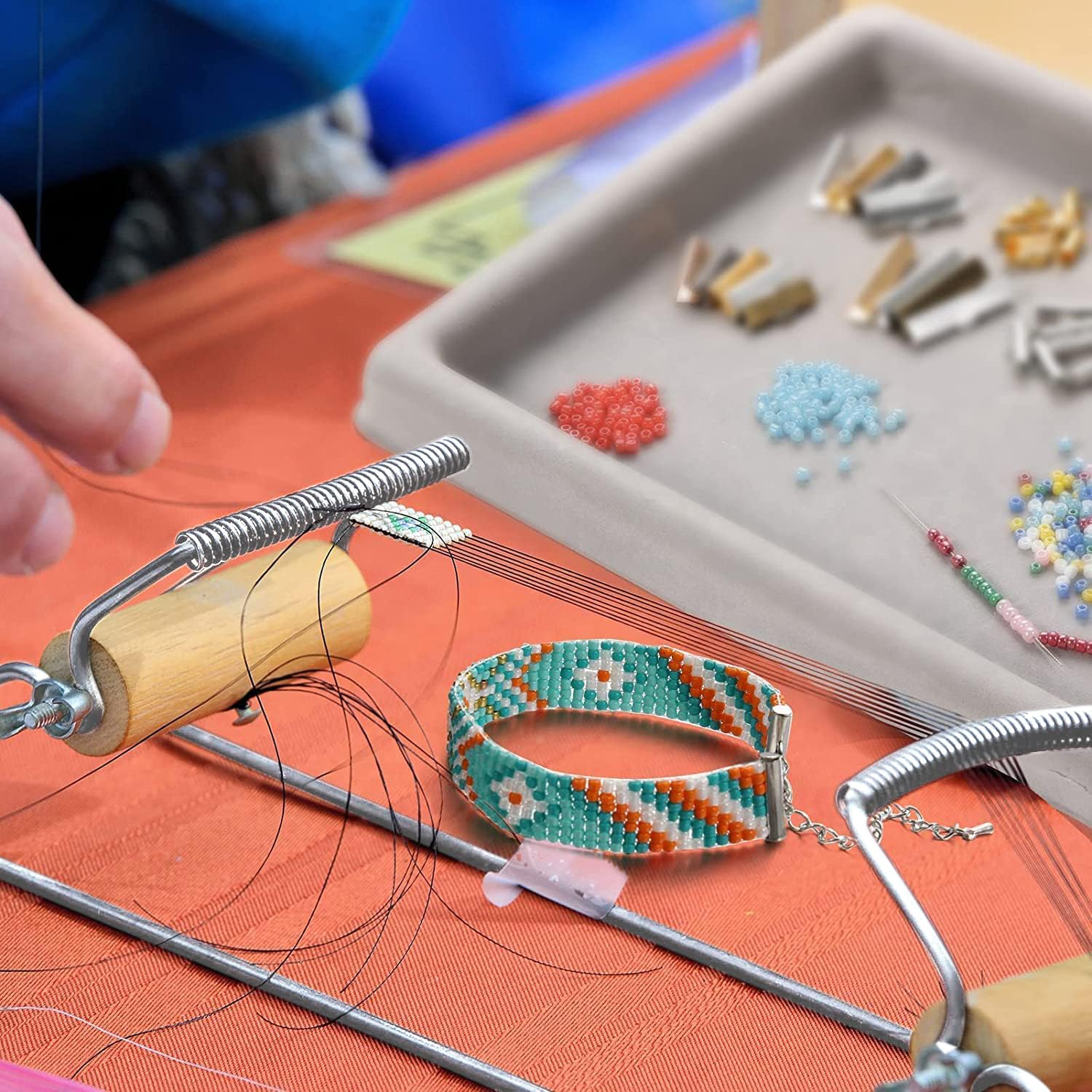 Telaio per Perline,Telaio per Braccialetti in Acciaio Inox,Telaio per Tessitura Perline per gioielli Bracciali Macchina per maglieria fatt