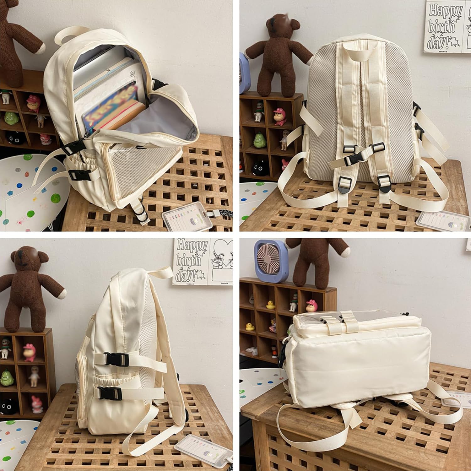 Ita Bag Rucksack Kawaii Anime Pin Display Rucksack mit Transparentem Fenster Cosplay Itabag für Sammler Schwarz