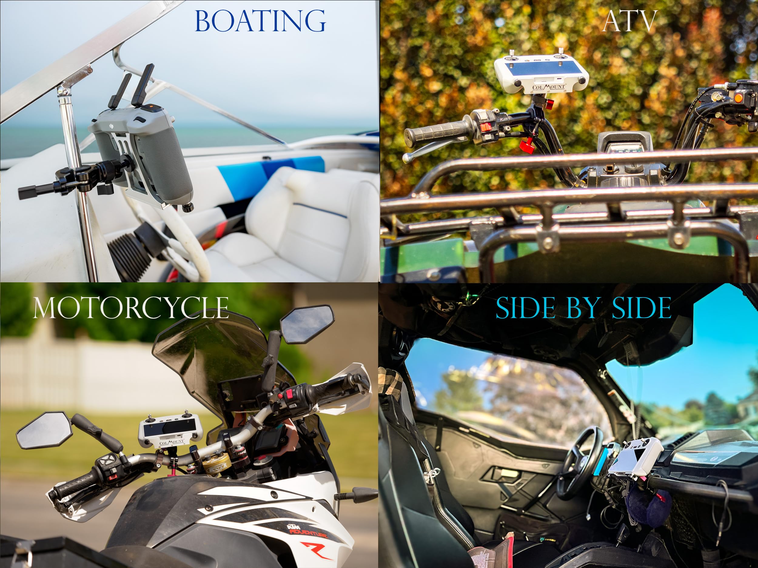 ColMount DJI RC 2 Drohnen-Controller-Aluminium-Halterung für Fahrrad, Boot, Motorrad, ATV, UTV, Stativ usw. und Fahrradlenkerhalterung, 360° drehbar, 1/4-20 Kugel mit Feststellklemme
