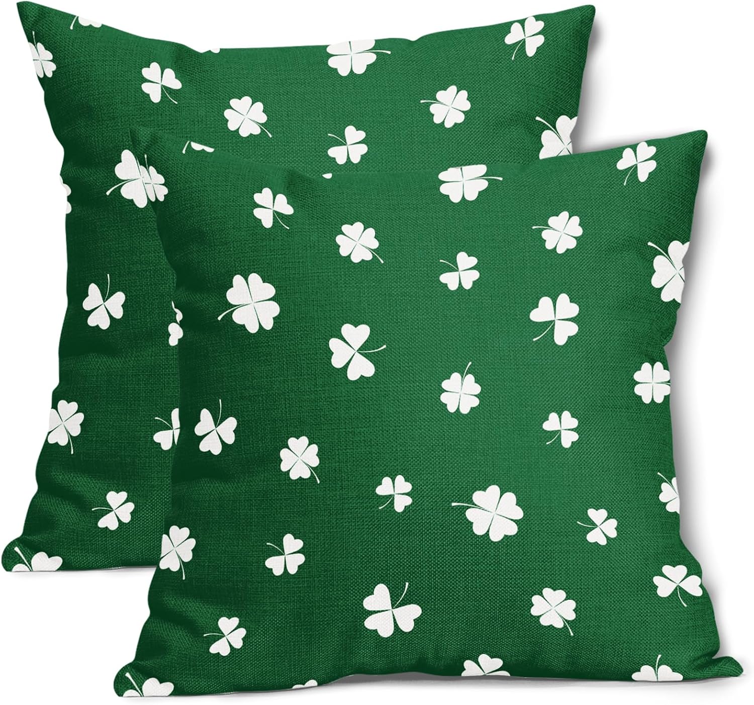 St Patricks Day Pillow Covers 20x20 Inch Green White Clover Shamrock Decorative