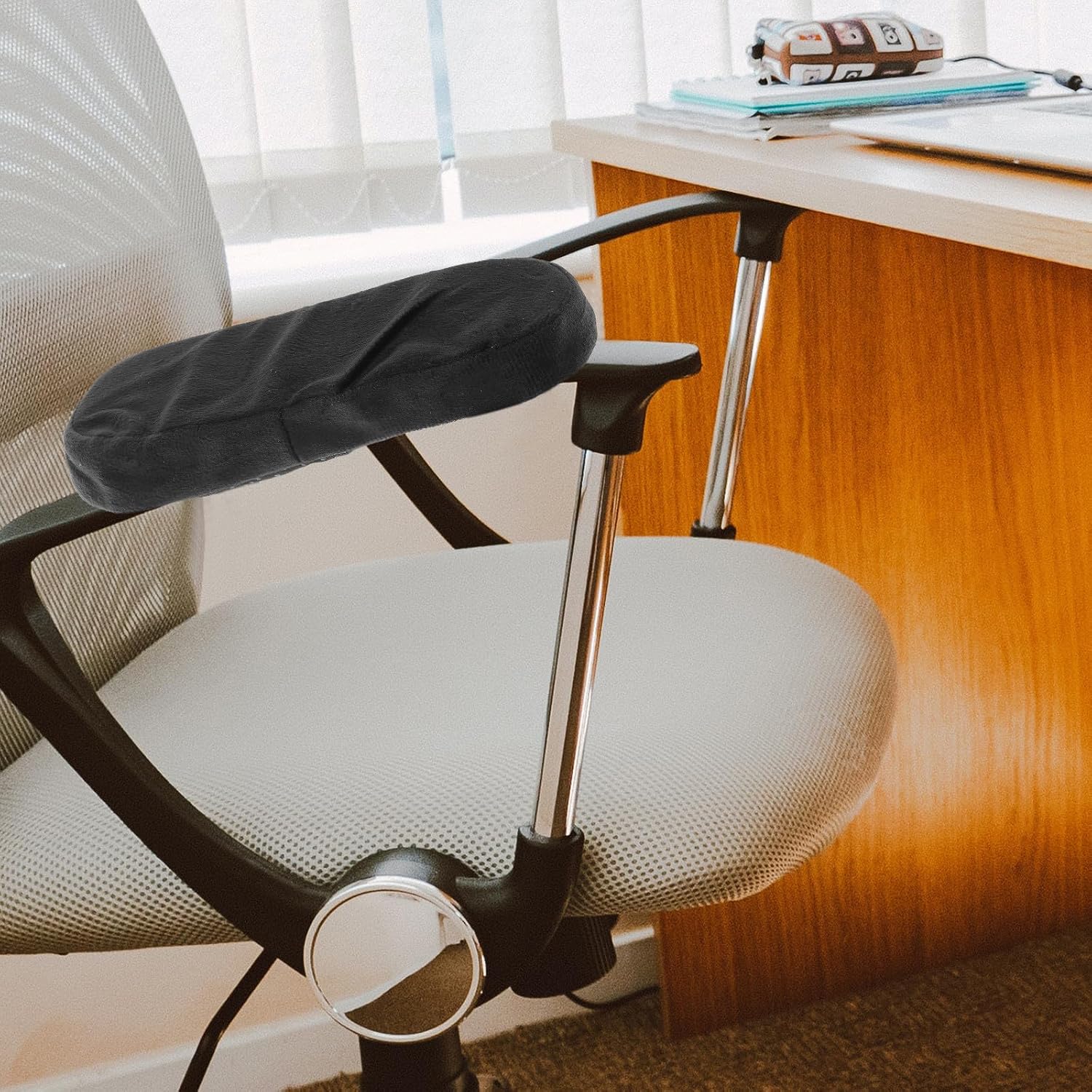 Black Memory Foam Armrest Pads for Office Chair Comfort