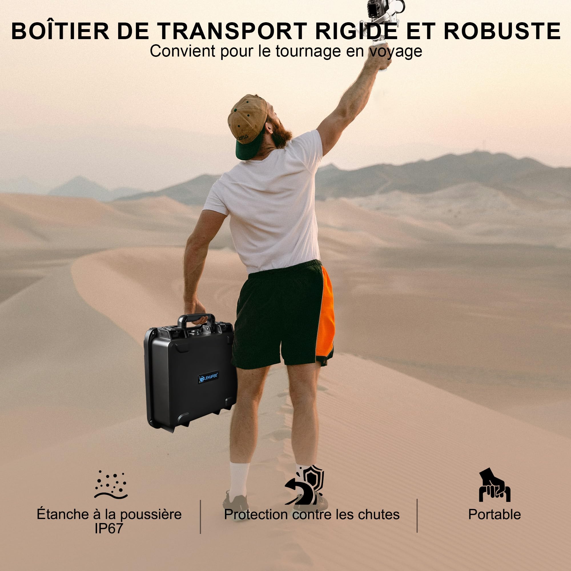 LEKUFEE Étui de Transport Étanche et Rigide pour DJI RS 4 Mini, Combo, Stabilisateur Gimbal,DJI Mic 3/2 /Mic Mini et Plus d'accessoires (Seulement l'étui)