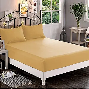 Elegant Comfort 1500 Premium Hotel Quality 1-Piece Fitted Sheet, Softest Quality Microfiber - Deep Pocket up to 16 inch, Wrinkle and Fade Resistant, Full, Camel-Gold