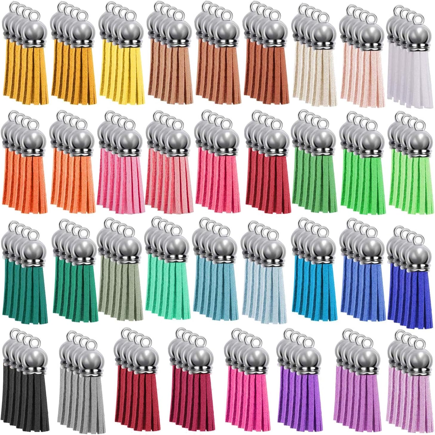 40 Pieces 35 Colours Keychain Tassel 40mm Leather Tassels for DIY Keyring Jewellery Making Craft Supplies