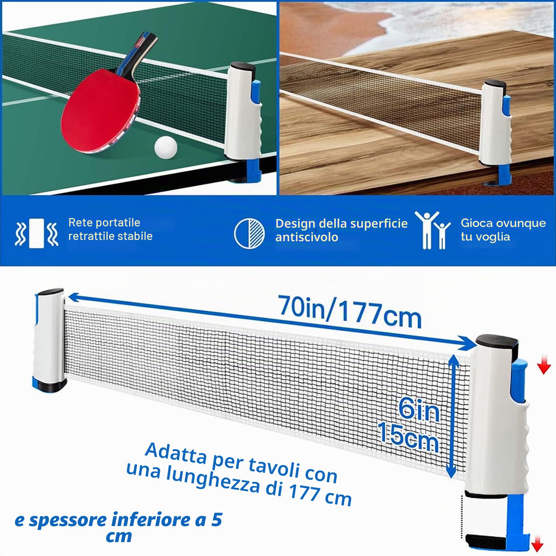 Set Racchette Ping Pong con Racchette da Ping Pong, Palline e Borsa