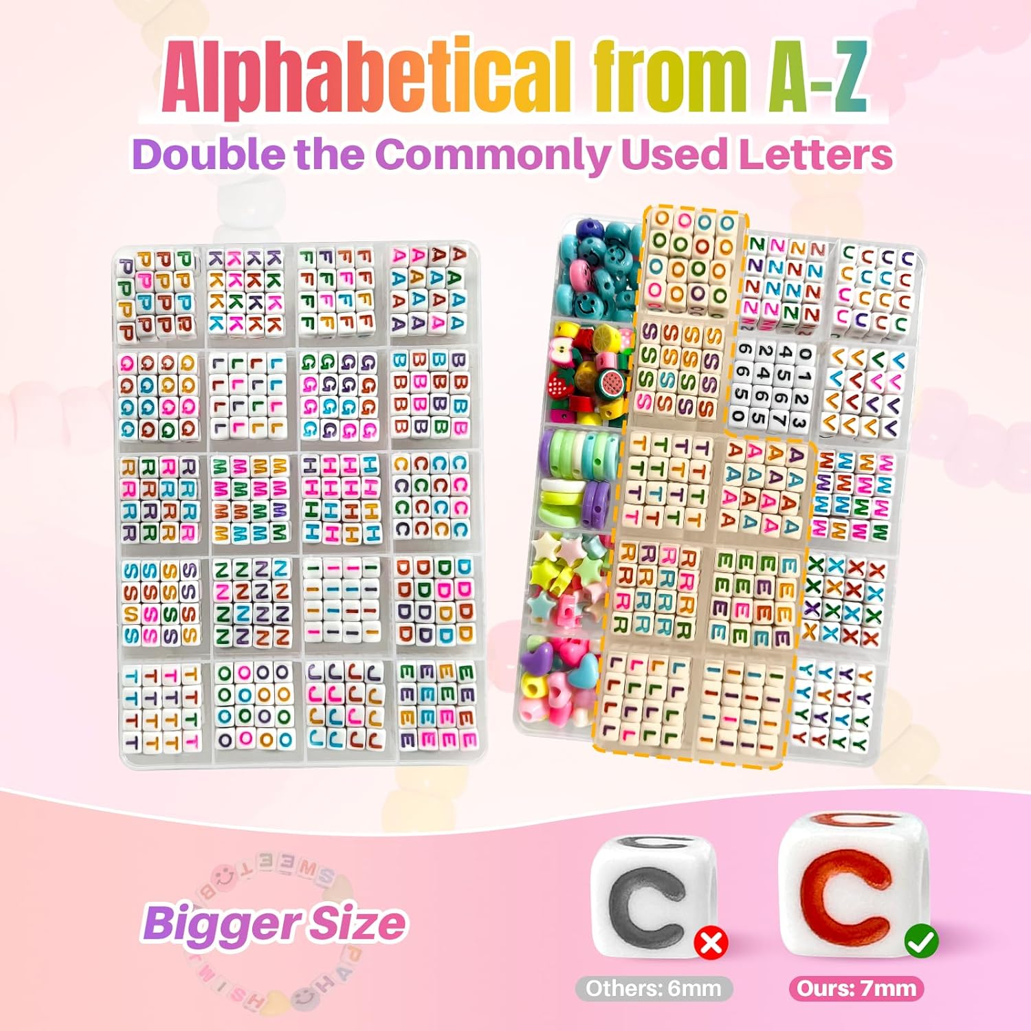 ARIANACO Pony Beads for Bracelet Making Kit with Letter Beads for Friendship Bracelets String Sets,5 Boxes Rave Kandi Beads Bulk for Keychain Crafts and Jewelry Making Supplies