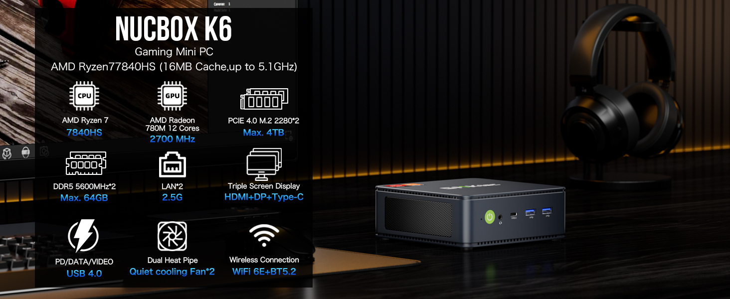 Amazon.com: GMKtec Mini Gaming PC AMD Ryzen 7 7840HS 1TB PCIe4.0