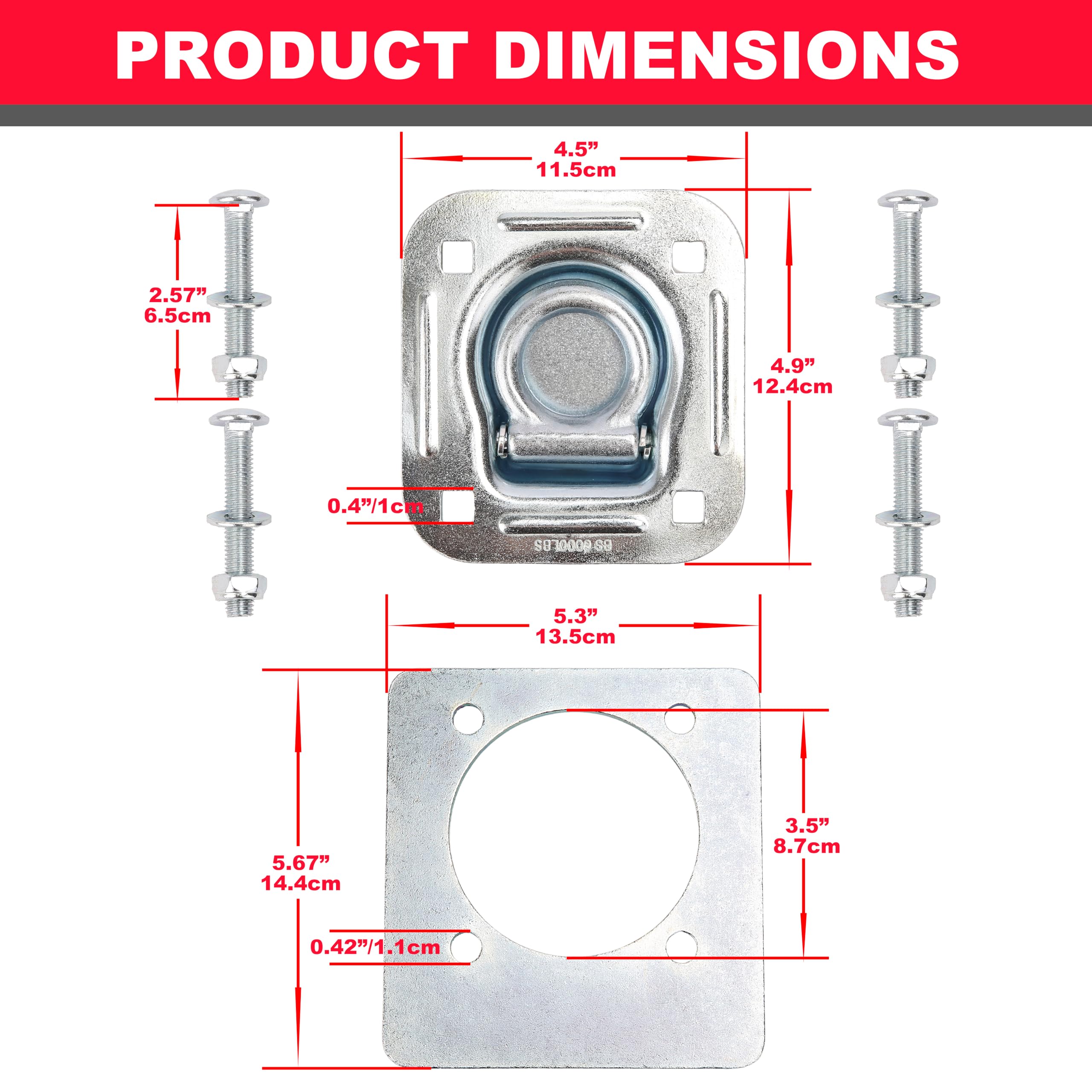 12-Pack Recessed D-Ring Tie-Downs – 6000 Lbs Capacity, Galvanized Steel For Flatbed & Enclosed Trailers
