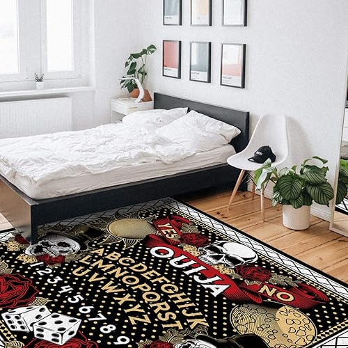 Miniatura 6 de ARTSHOWING Alfombras ultra suaves de Halloween, juego mágico peligroso, tablero de Ouija, decoración de sala de estar, alfombras para decoración de