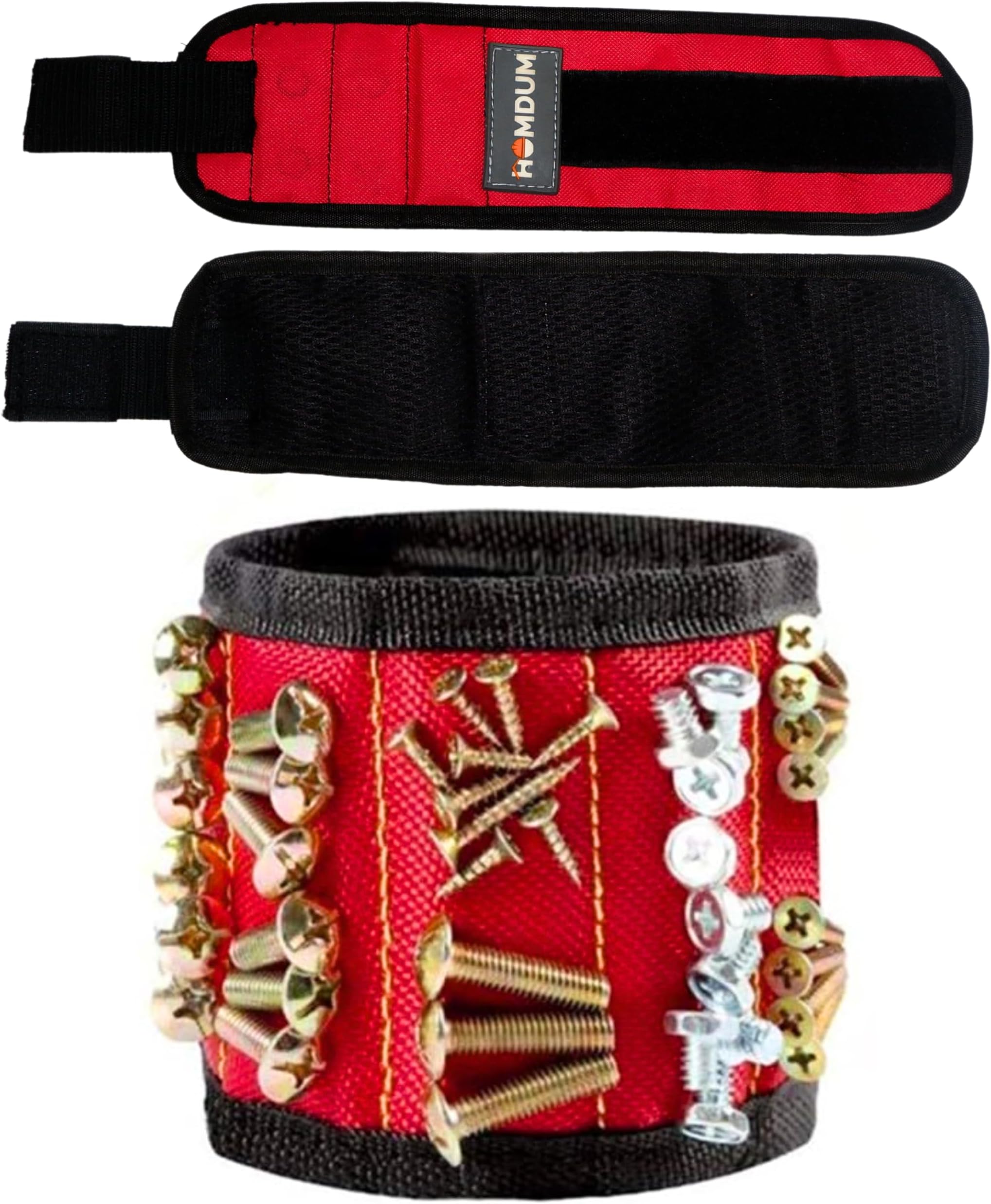 Homdum Powerful Magnets Wrist Arm Strap Magnetic Wristband Tool Holder Holding Drill Bits, Nails, Screws, Bolts, Screwdriver Bits, Other Metal Tools for Saving time and Effort.