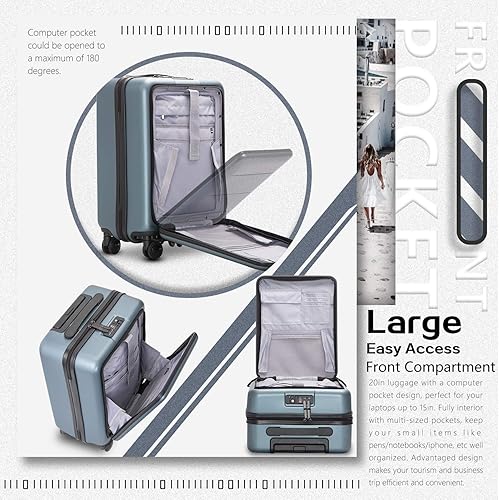 Miniatura 3 de COOLIFE Maleta de equipaje conjunto de ABSpolicarbonato Spinner Trolley con bolsillo compartimento Bolsa para fin de semana