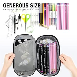 Gloppie Pencil Case Black Pencil Pouch Pencil Bag Pen Box, Back to School Supplies