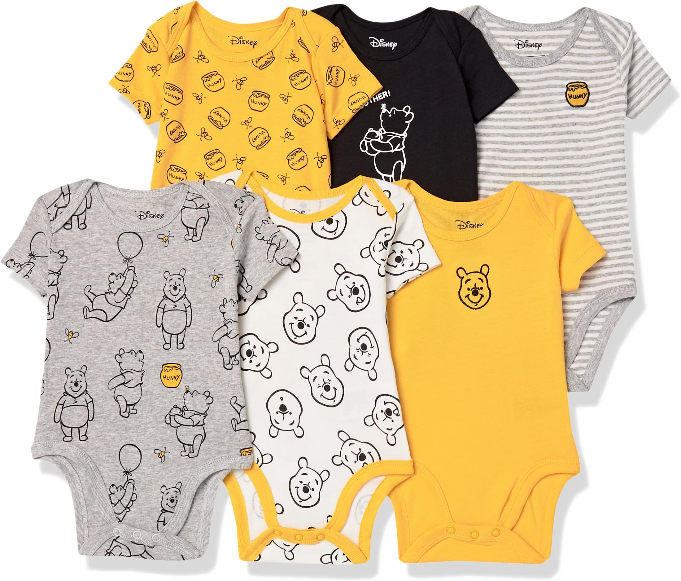 Amazon EssentialsDisney | Marvel | Star Wars Unisex Babies' Short-Sleeve Bodysuits, Pack of 6