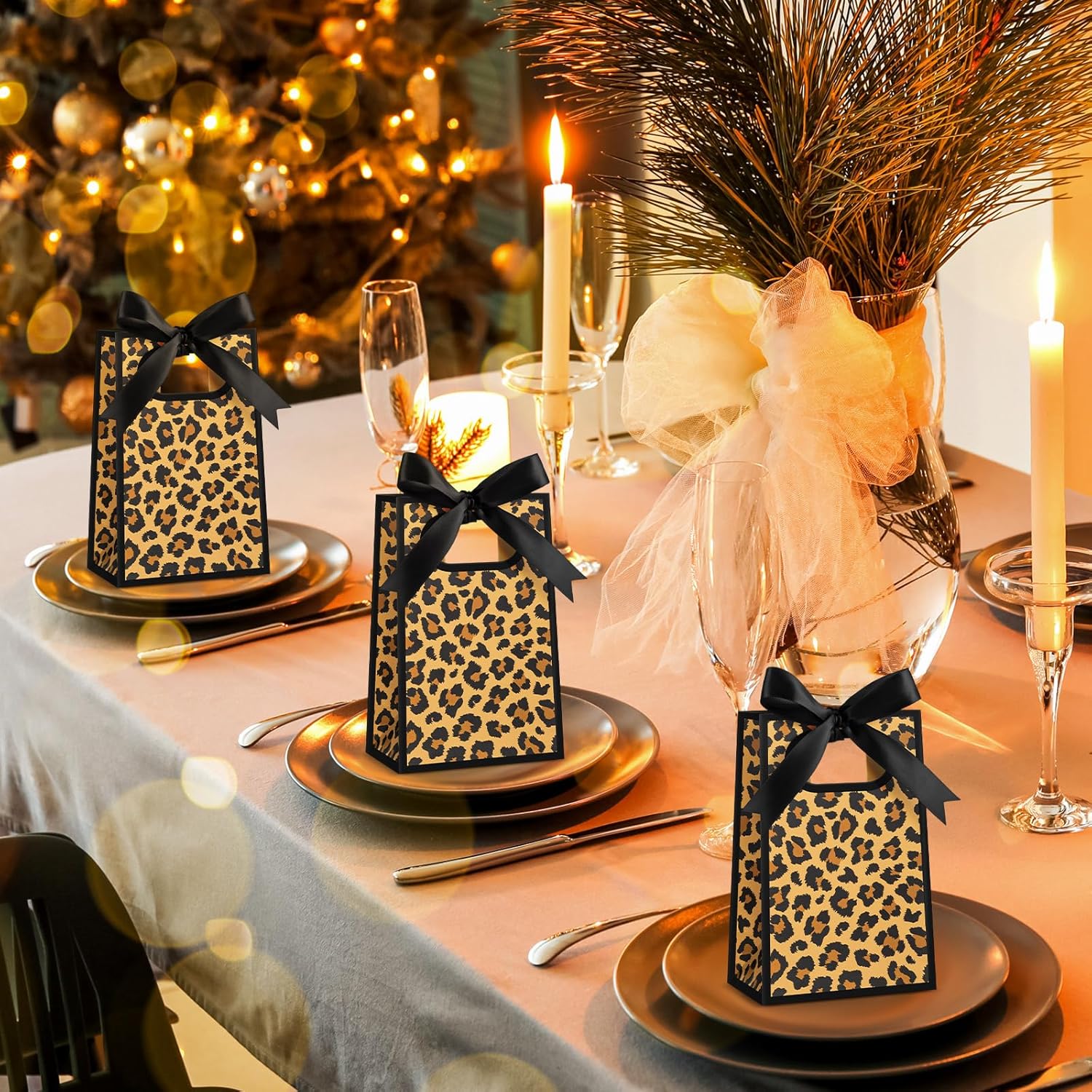 Kolldenn 30 Pcs Thank You Gift Bags with Handles 10.2 x 7.1 x 3.2 Inch Elegant Party Favor Bags with Ribbon Bow for Wedding Bridal Birthday Bridesmaid Holiday Party Supplies(Brown Black) - Image 6