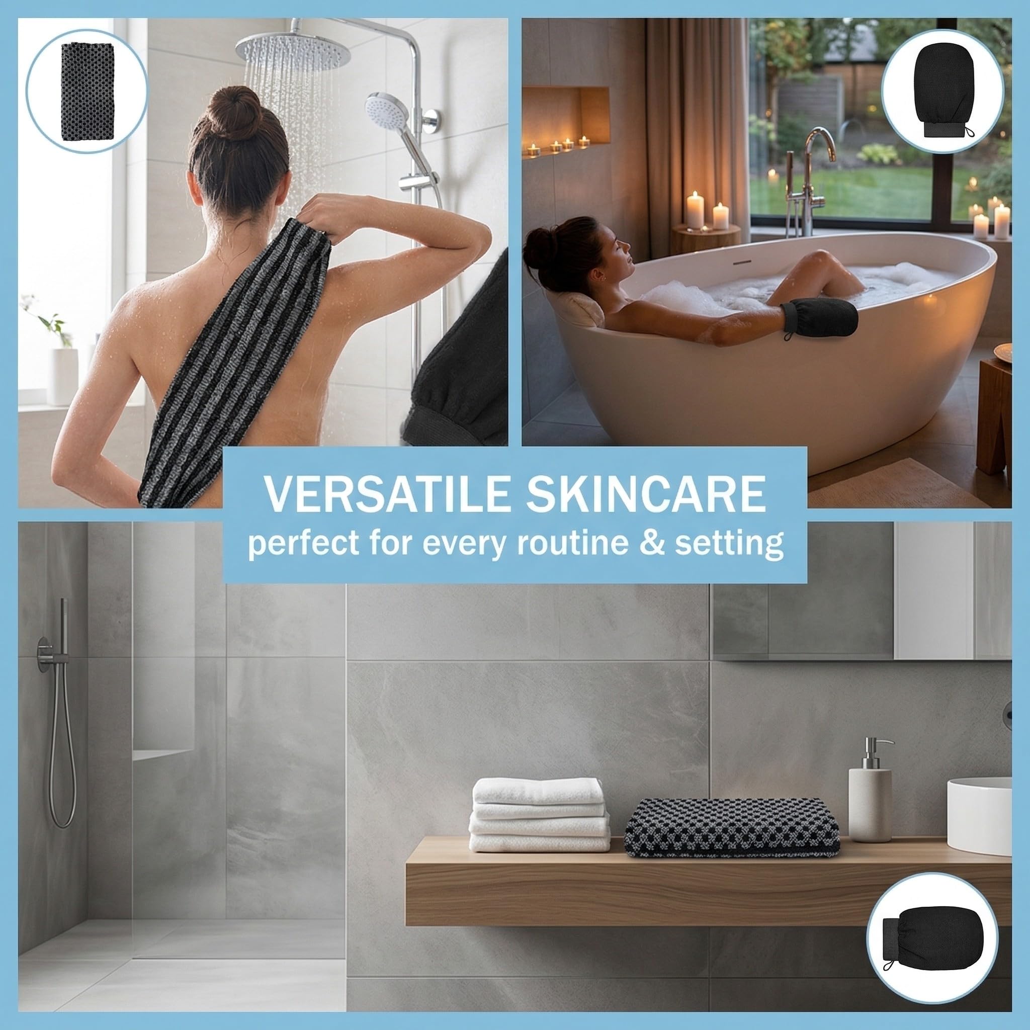 2 Pièces Gommage du Japonais Serviette Exfoliante pour Le Dos, Gant Exfoliant Corps, Extra Longue Exfoliant Chiffon de Lavage, pour le Bain pour Bains du dos Corps, pour Hommes et Femmes - 4