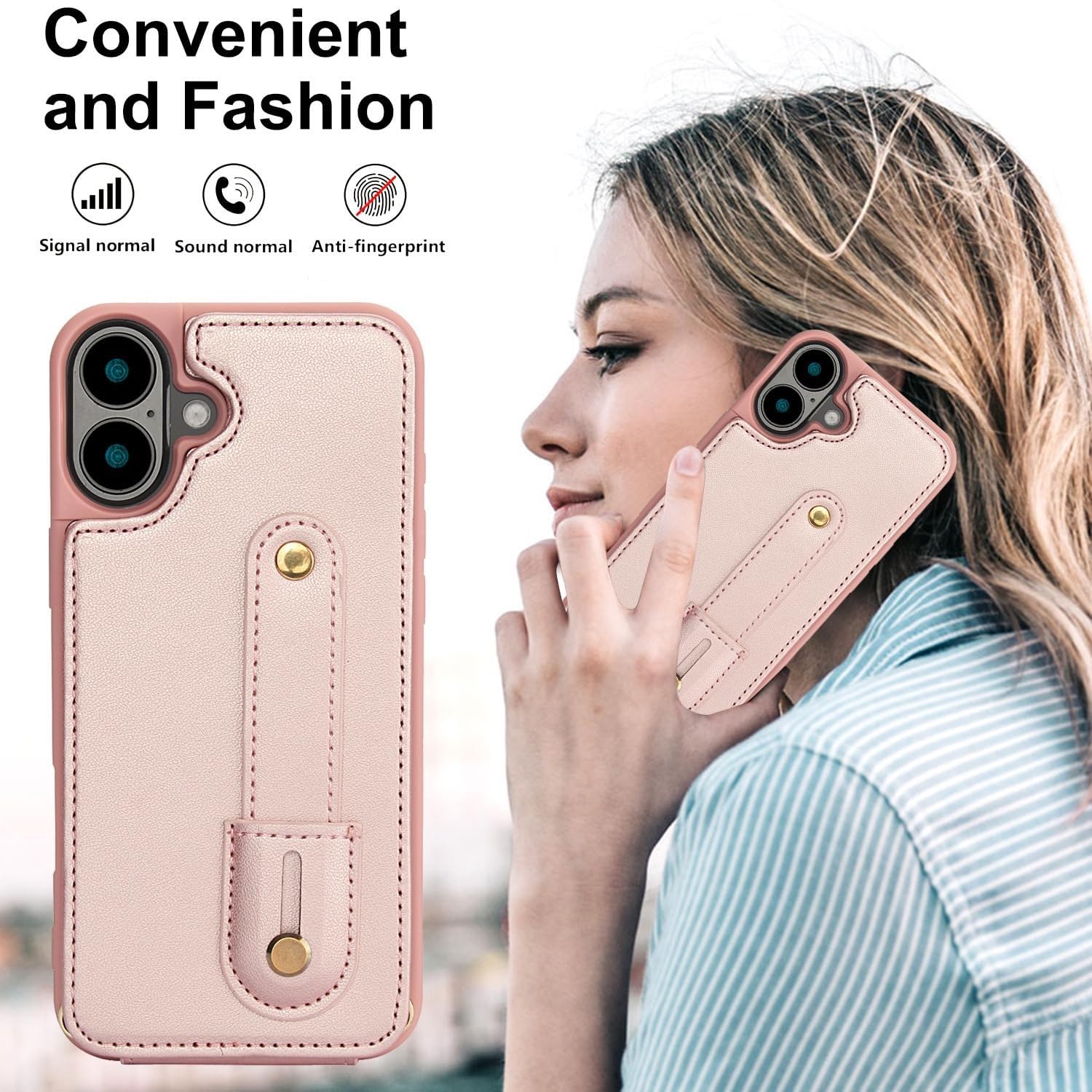Custodia per iPhone 16 PRO Max/ 16 PRO/ 16 Plus/ 16 Custodia, Cover Supporto Dita, Laccio Collana Tracolla Regolabile Antiurto Sottile Case(Nero,16 PRO)