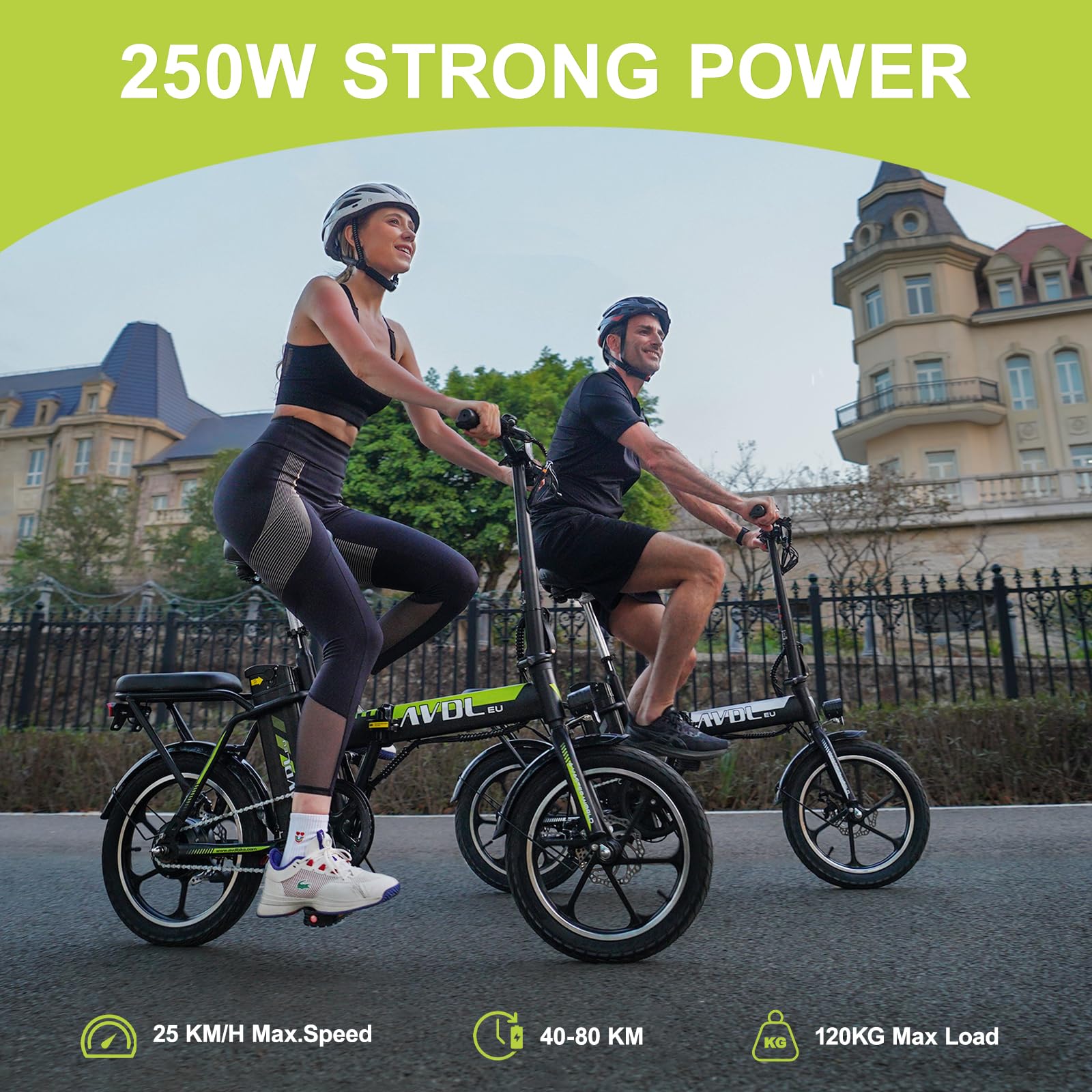 VDL Bicicletta elettrica pieghevole da 16 pollici, unisex, con batteria da 36 V e 12,8 Ah, con supporto AAS, portata 30-50 km, leggera per pendolari e urbani